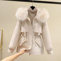 2 pcs Plush Parka Korean Short Loose Cotton Jacket
