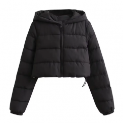 3 pcs Urban Casual Short Hooded Cotton Coat