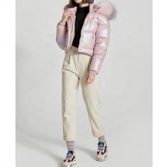 2 pcs Bright Fur Collar Cotton Jacket