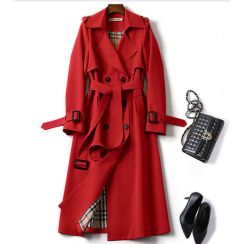 2 pcs Woven Midi Belted Luxury Long Trench Coat