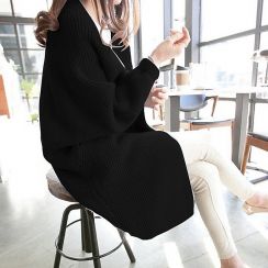 3 pcs Loose Knitted Sleeve Pockets Long Oversize Sweaters