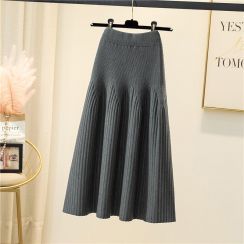 2 pcs Korea Style Elegant Knitted Pleated Long A-Line Skirt Dress