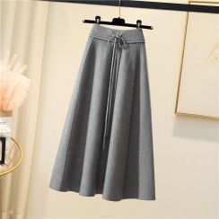 4 pcs Pleated High Waist Midi A line Long Skirt